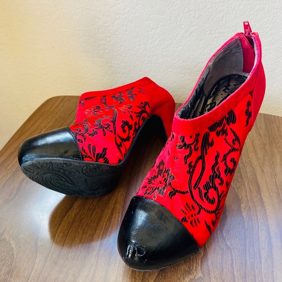 Dollhouse Red Velvety Man Made Material 3.5” Heels - Picture 7 of 7